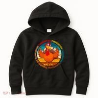 Thanksgiving Turkey Retro Sunset Holiday Kids Hoodie thumb 0