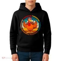 Thanksgiving Turkey Retro Sunset Holiday Kids Hoodie thumb 4