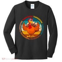 Thanksgiving Turkey Retro Sunset Holiday Kids Long Sleeve Shirt thumb 0