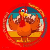 Thanksgiving Turkey Retro Sunset Holiday Santa Hat thumb 1