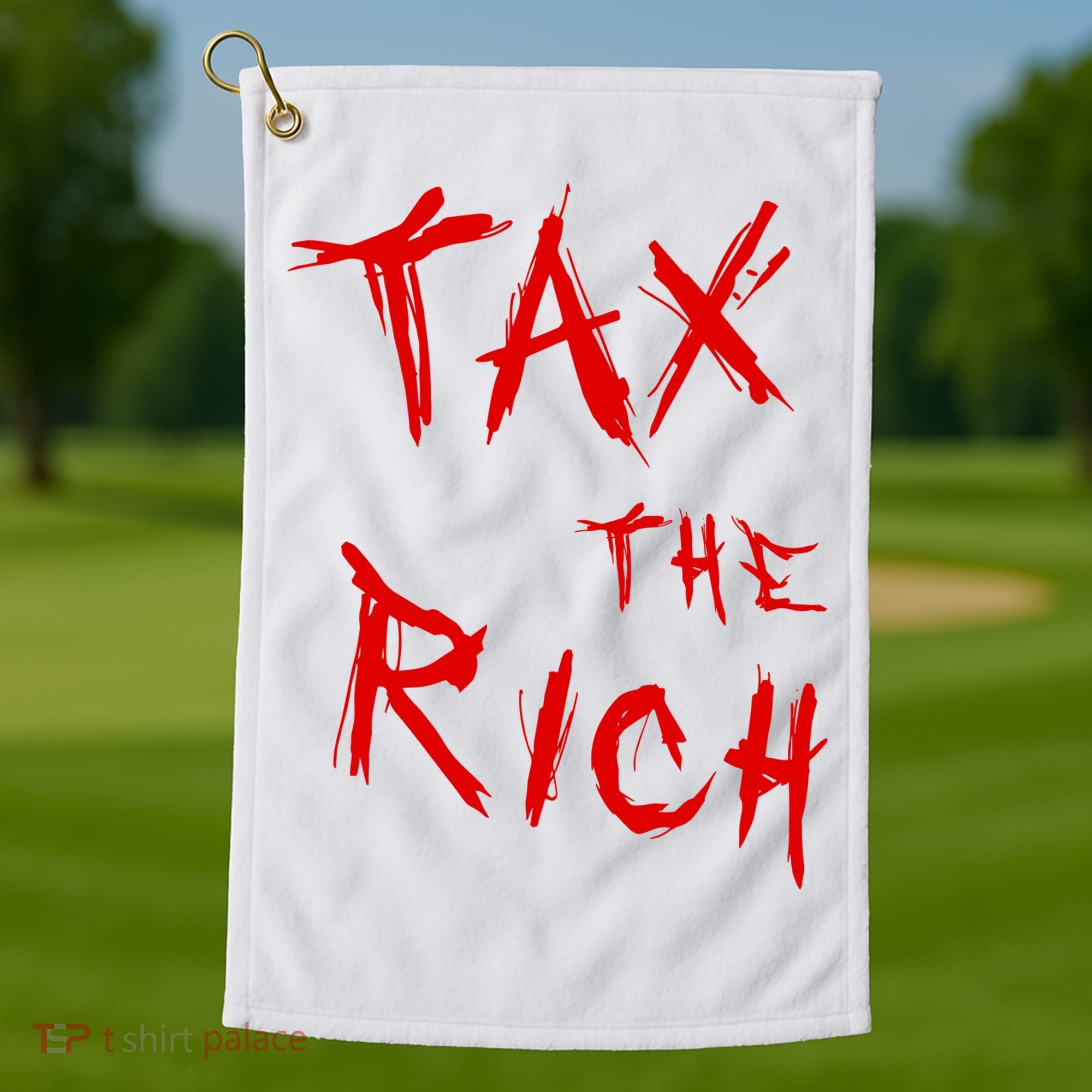 Tax The Rich AOC Quote Golf Towel
