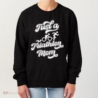 Triathlon Triathlete Running Swimming Just A Triathlon Mom Gift Women's Sweatshirt thumb 0