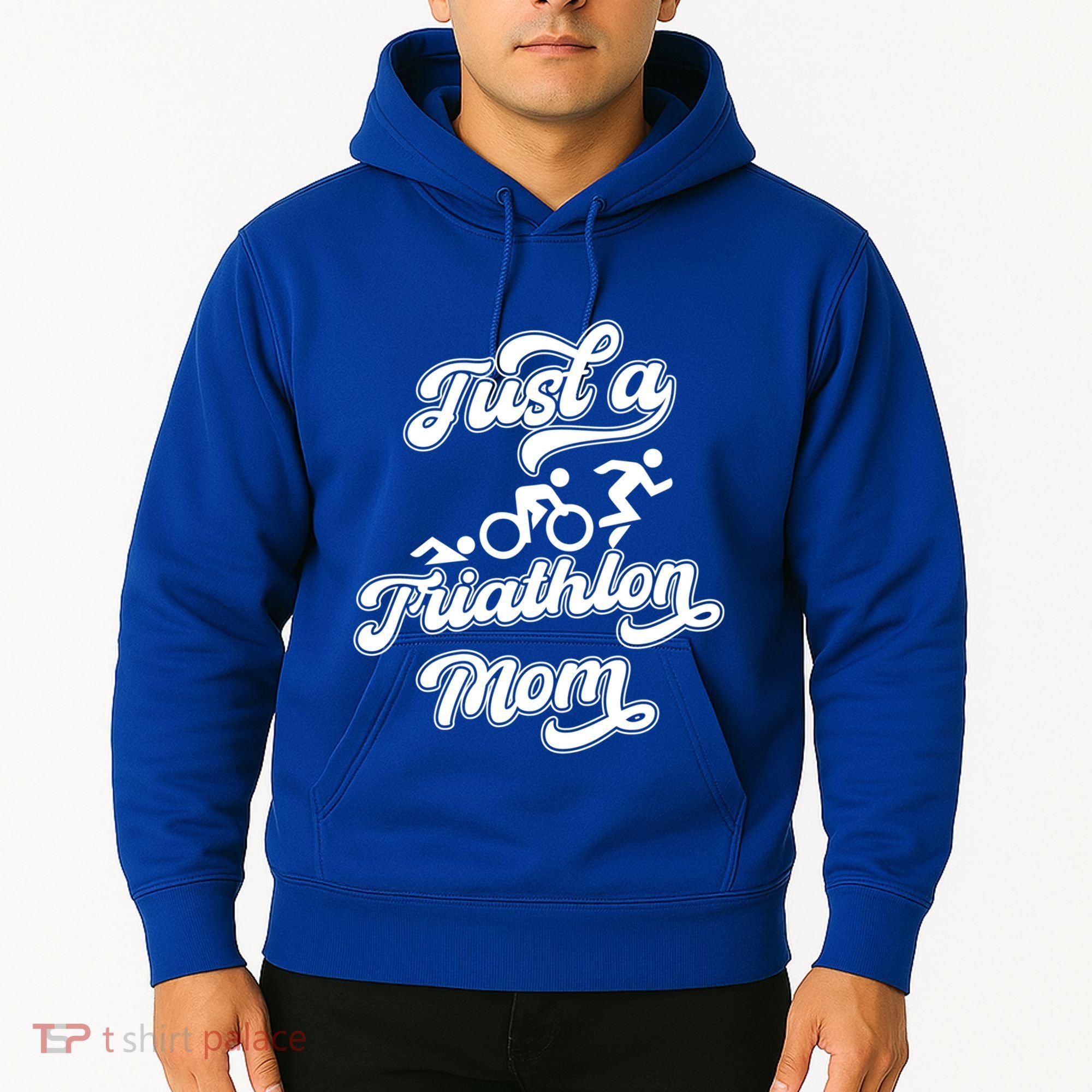 Triathlon Triathlete Running Swimming Just A Triathlon Mom Gift Hoodie