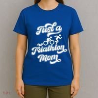 Triathlon Triathlete Running Swimming Just A Triathlon Mom Gift T-Shirt thumb 4
