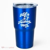 Triathlon Triathlete Running Swimming Just A Triathlon Mom Gift Tumbler thumb 0