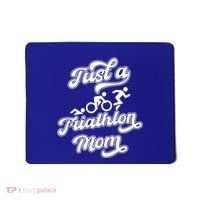 Triathlon Triathlete Running Swimming Just A Triathlon Mom Gift Mousepad thumb 0
