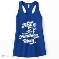Triathlon Triathlete Running Swimming Just A Triathlon Mom Gift Women's Tank Top thumb 0