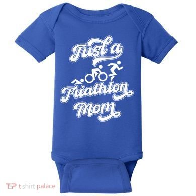 Triathlon Triathlete Running Swimming Just A Triathlon Mom Gift Baby Bodysuit