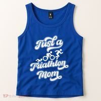 Triathlon Triathlete Running Swimming Just A Triathlon Mom Gift Tank Top thumb 2
