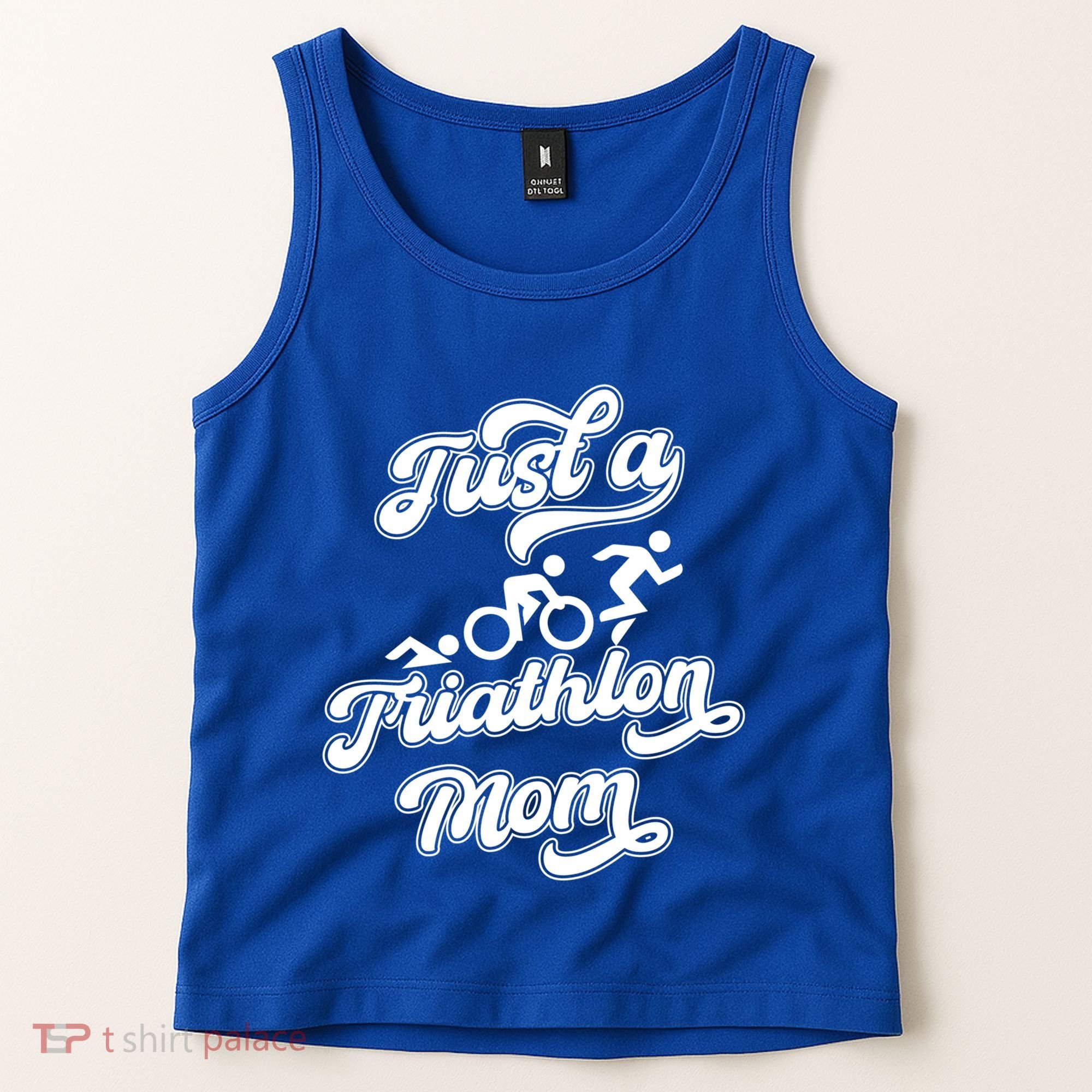 Triathlon Triathlete Running Swimming Just A Triathlon Mom Gift Tank Top