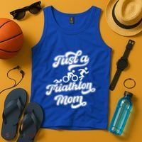 Triathlon Triathlete Running Swimming Just A Triathlon Mom Gift Tank Top thumb 4