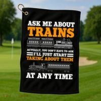 Train Traintracks Rail System Railroads Track Railcar Gift Golf Towel thumb 1