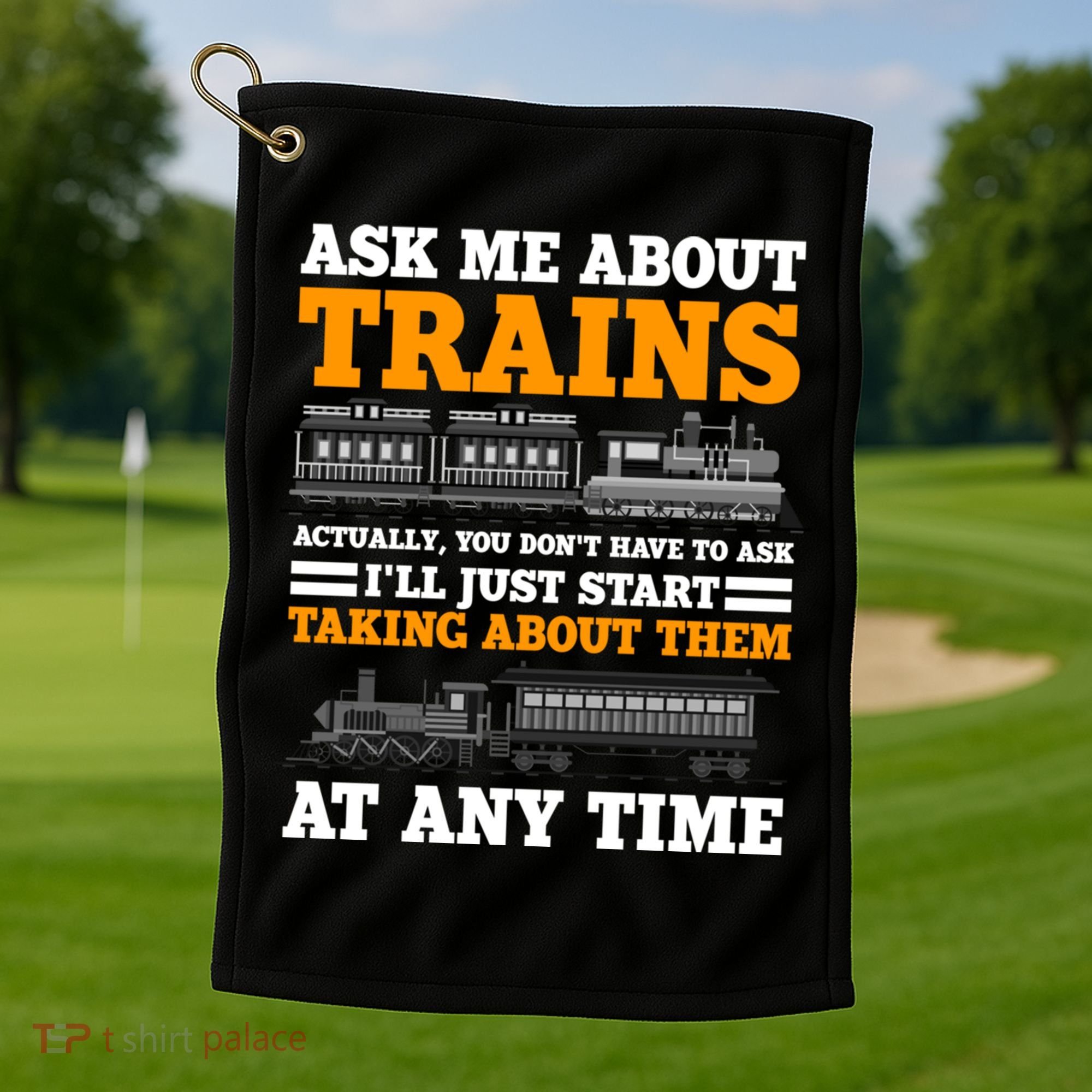 Train Traintracks Rail System Railroads Track Railcar Gift Golf Towel