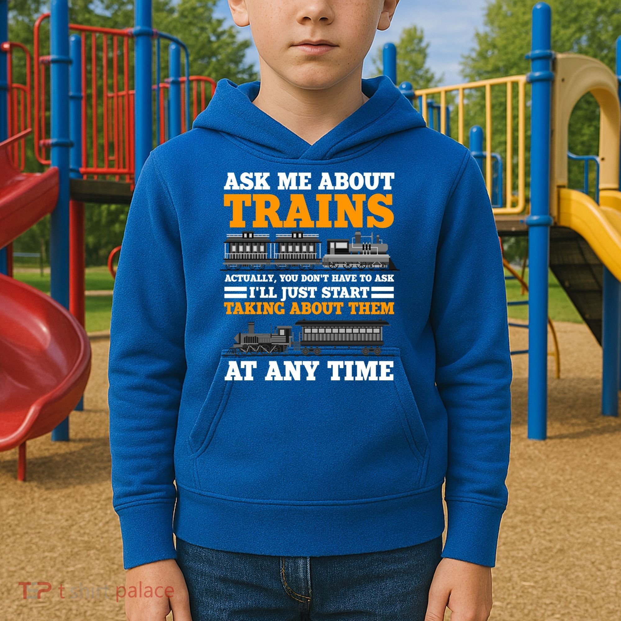 Train Traintracks Rail System Railroads Track Railcar Gift Kids Hoodie