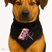 Top Tunes Retro 80s Back To School USA-Made Doggie Bandana thumb 1