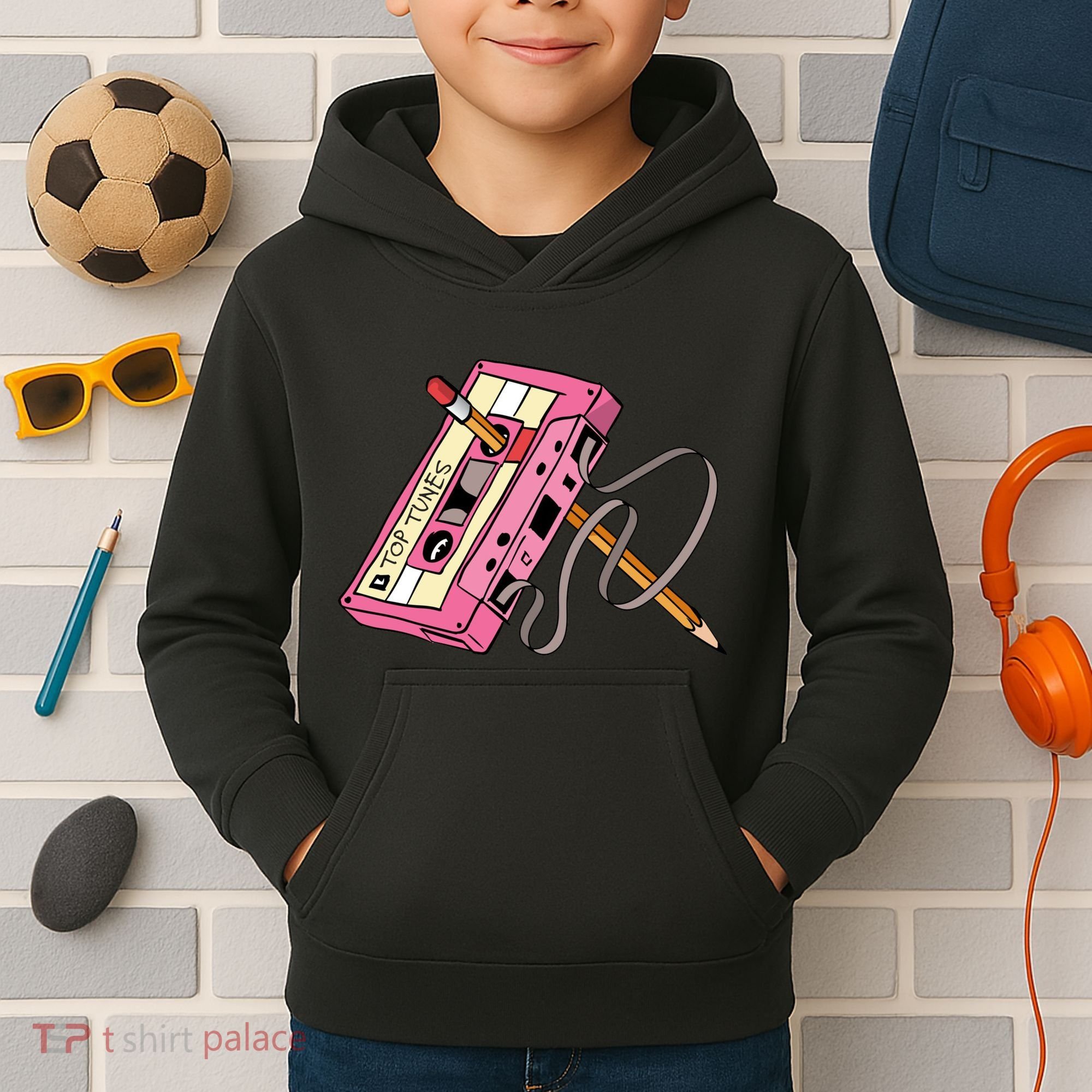Top Tunes Retro 80s Back To School Kids Hoodie