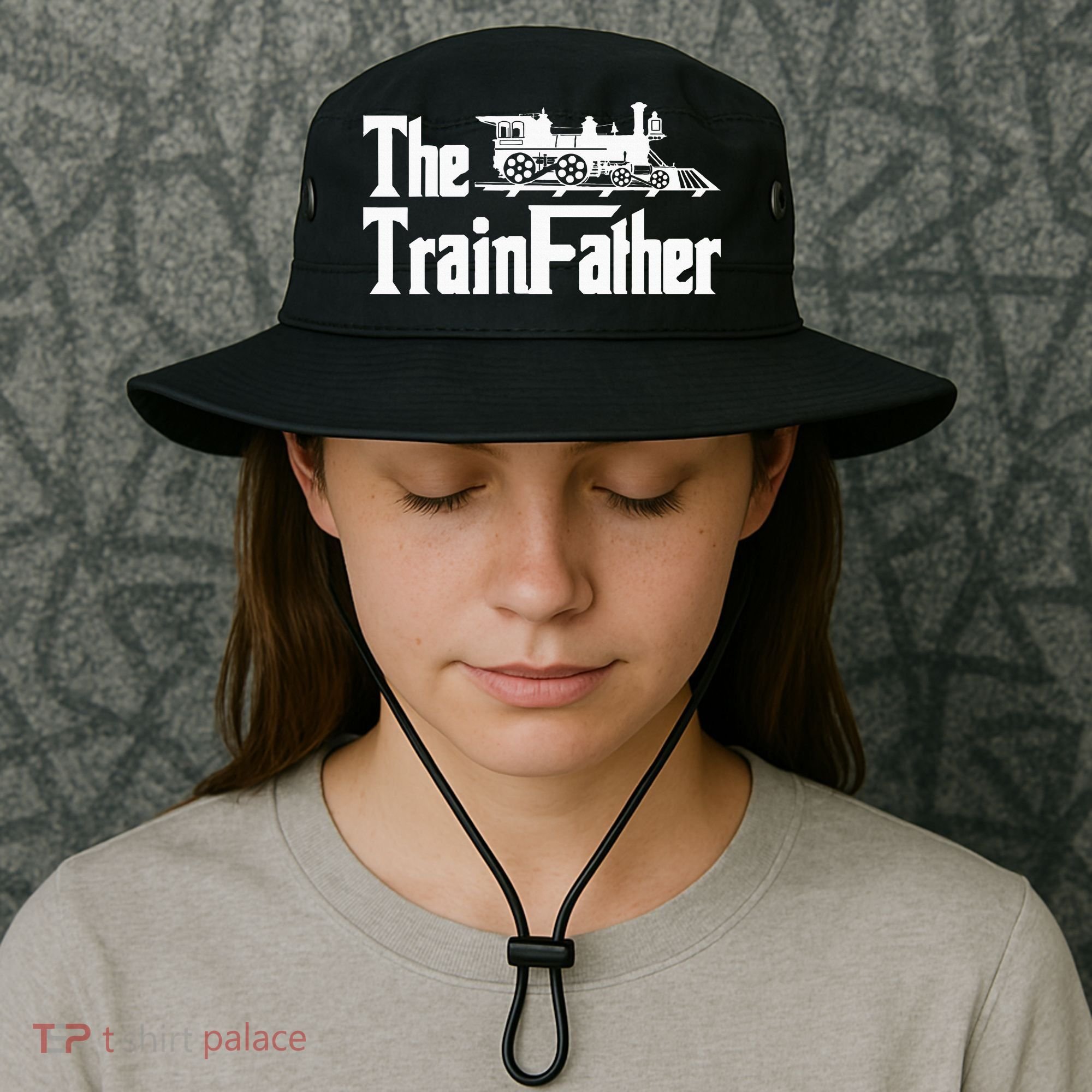 The Trainfather  Railroad Model Train Collector Conductor Bucket Hat