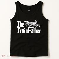 The Trainfather  Railroad Model Train Collector Conductor Tank Top thumb 2