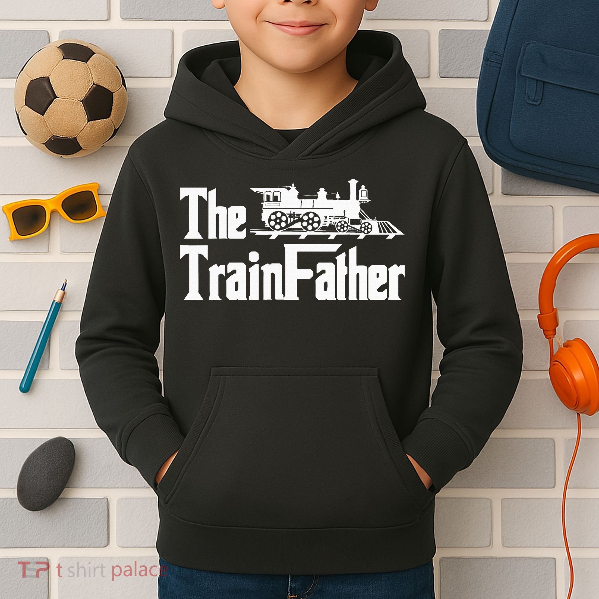The Trainfather  Railroad Model Train Collector Conductor Kids Hoodie