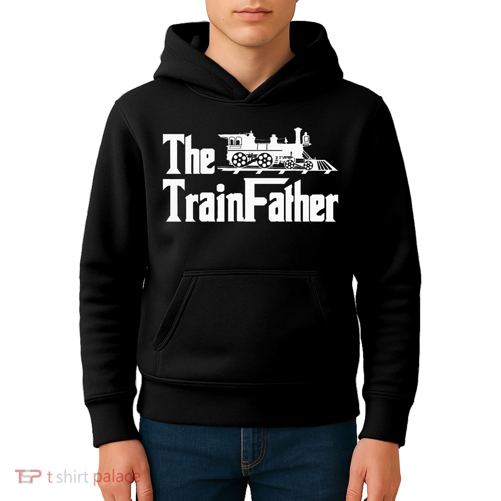 The Trainfather  Railroad Model Train Collector Conductor Kids Hoodie