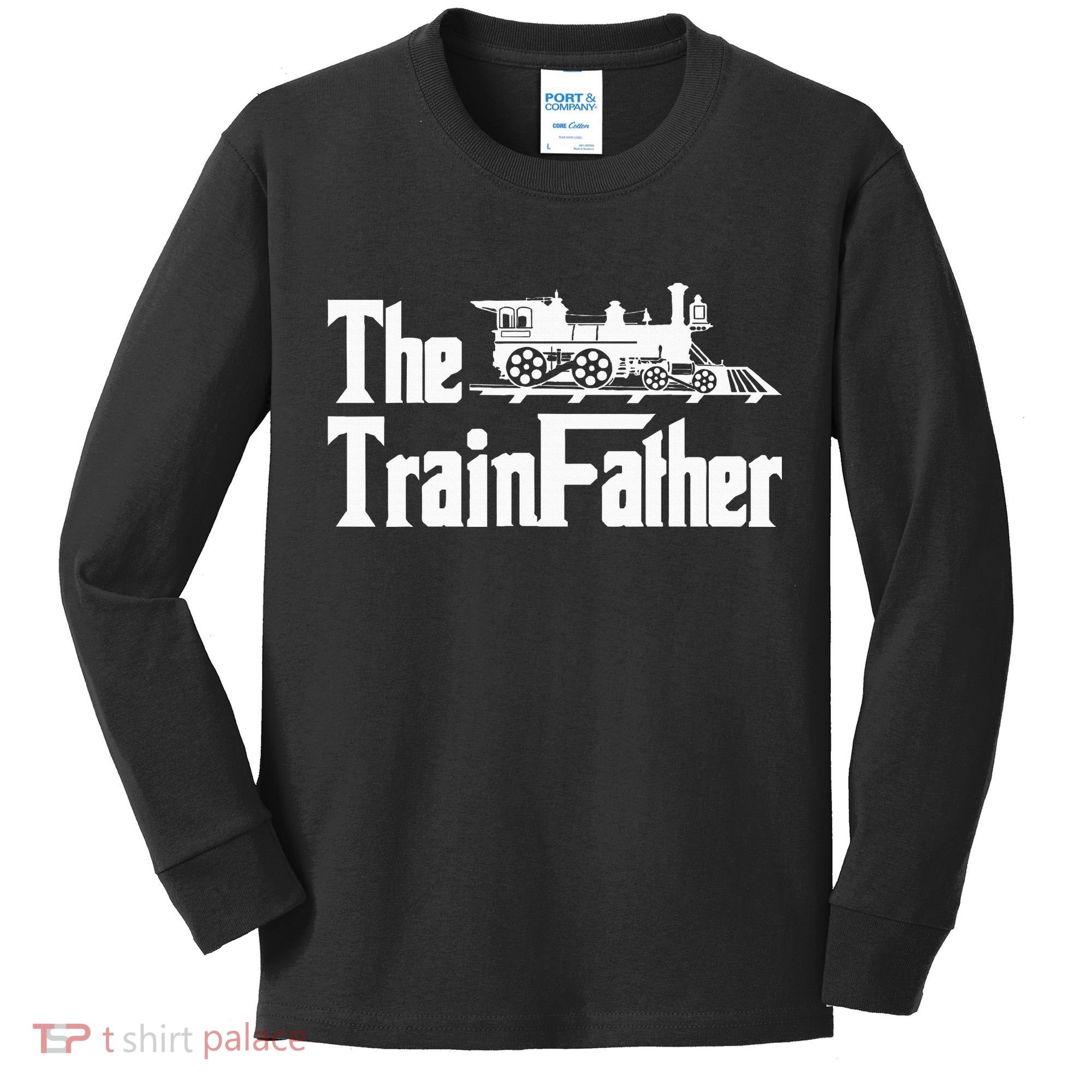 The Trainfather  Railroad Model Train Collector Conductor Kids Long Sleeve Shirt