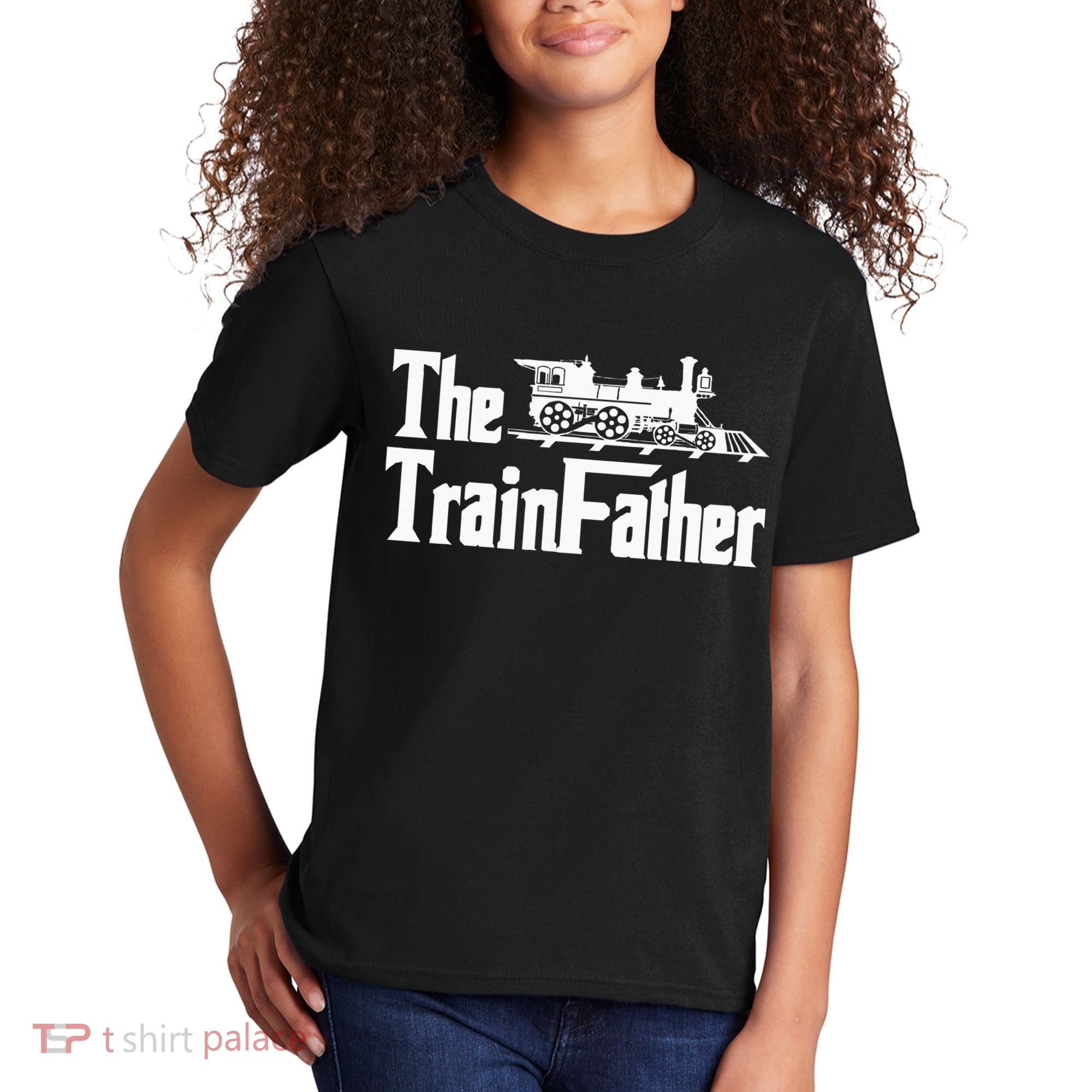 The Trainfather  Railroad Model Train Collector Conductor Kids T-Shirt