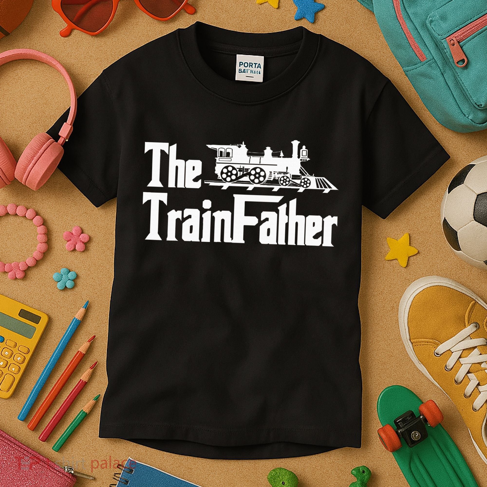 The Trainfather  Railroad Model Train Collector Conductor Kids T-Shirt