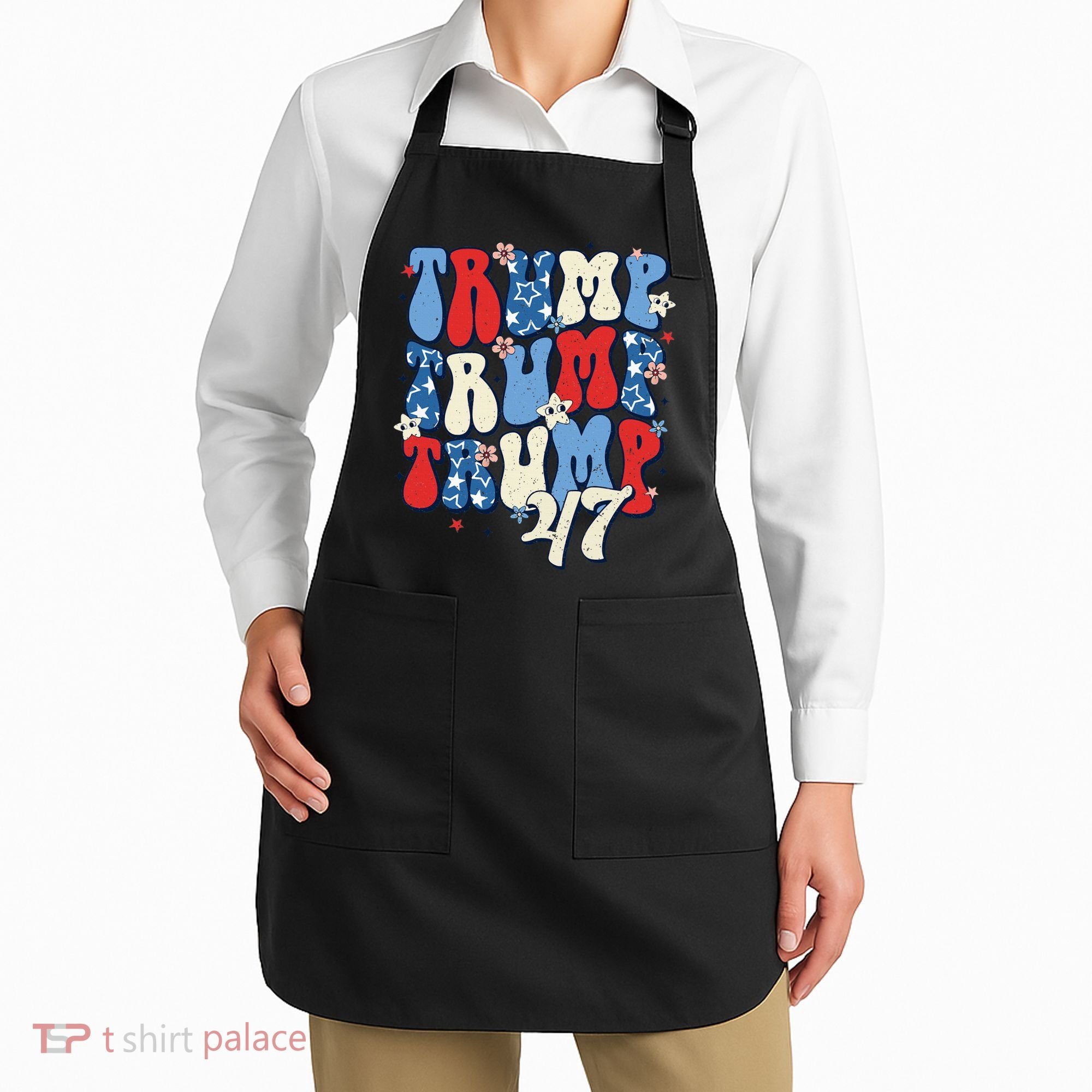 Trump2024ElectionGroovyRetro4thOfJulyDonaldTrump47 Apron