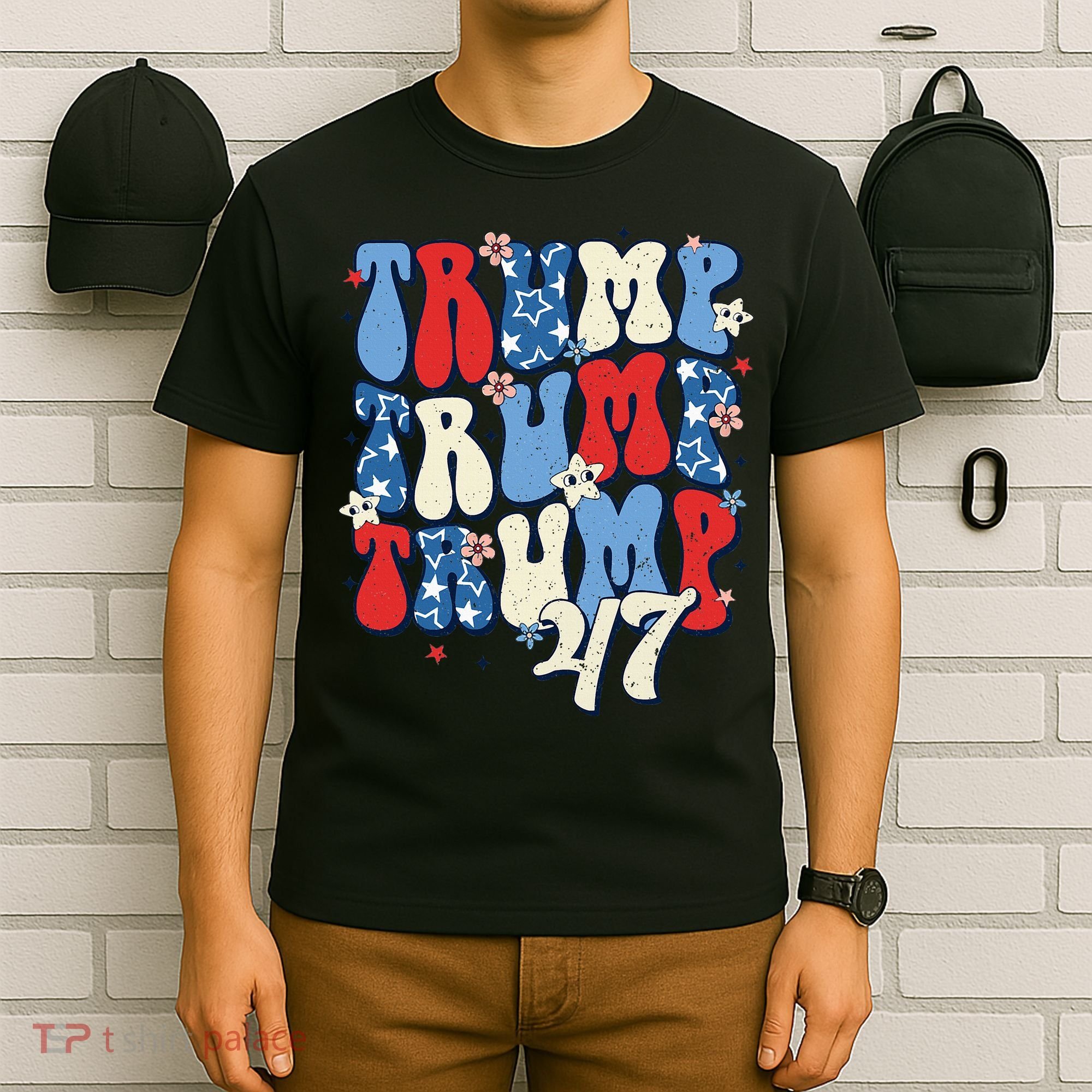Trump2024ElectionGroovyRetro4thOfJulyDonaldTrump47 T-Shirt