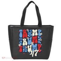 Trump2024ElectionGroovyRetro4thOfJulyDonaldTrump47 Tote Bag thumb 0