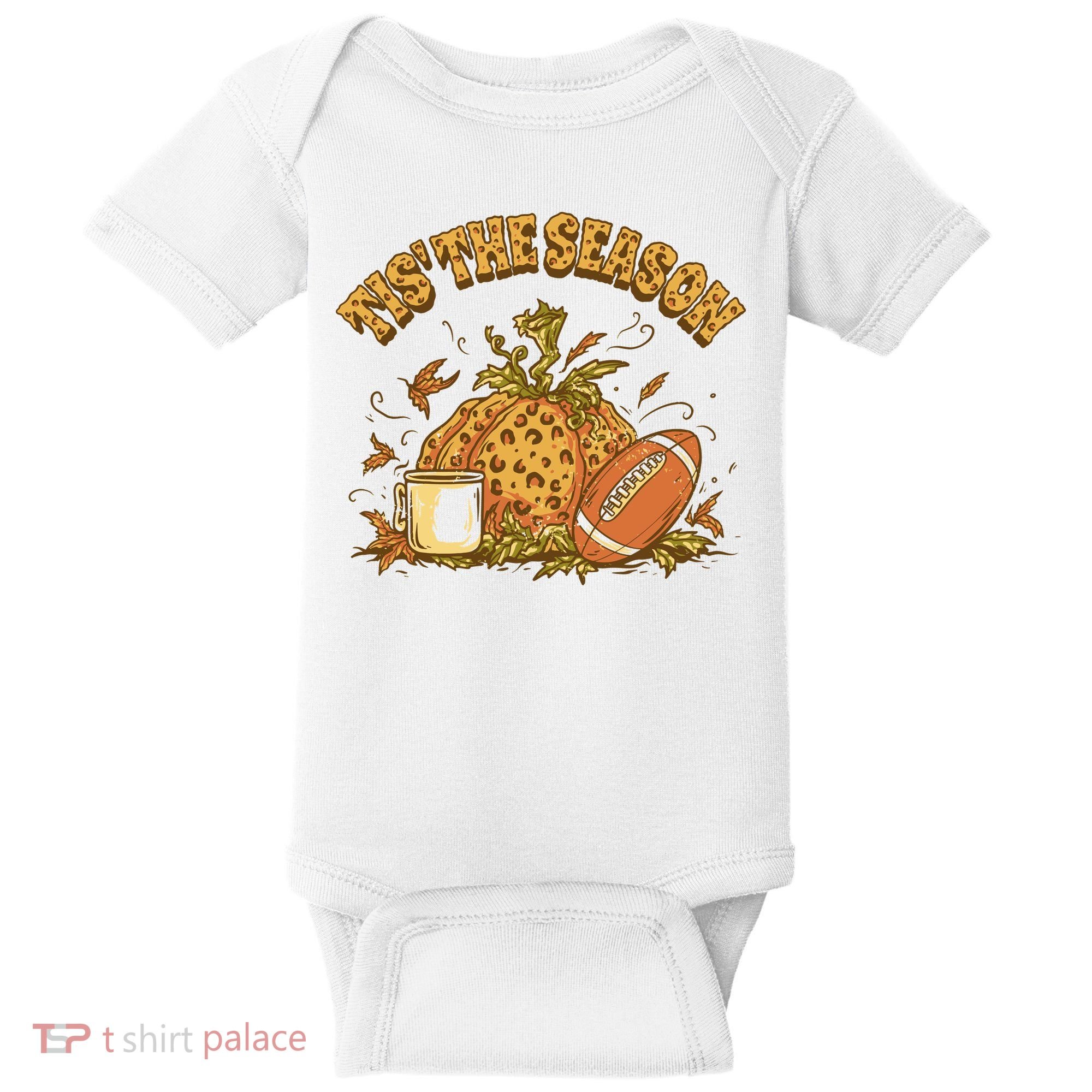 Tis The Season Football Pumpkin Baby Bodysuit