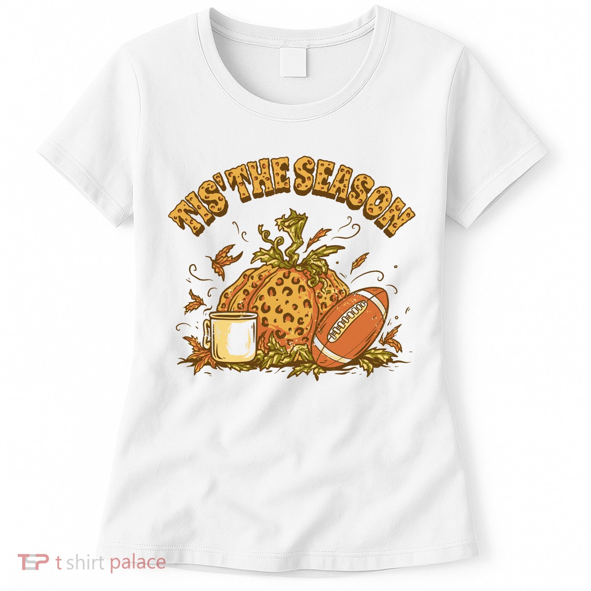 Tis The Season Football Pumpkin Women's T-Shirt