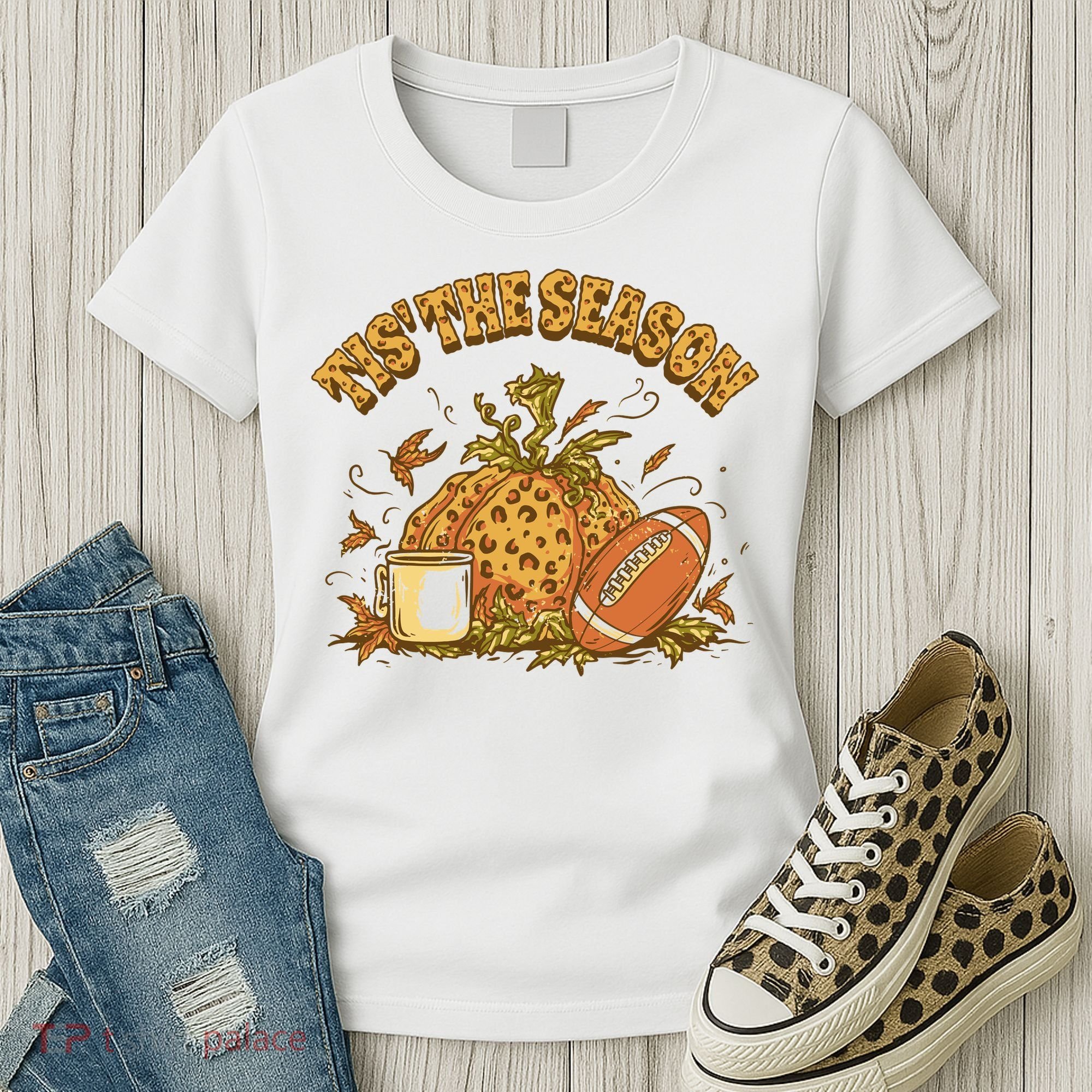 Tis The Season Football Pumpkin Women's T-Shirt