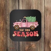 Tis The Season Retro Truck Christmas Coaster thumb 0