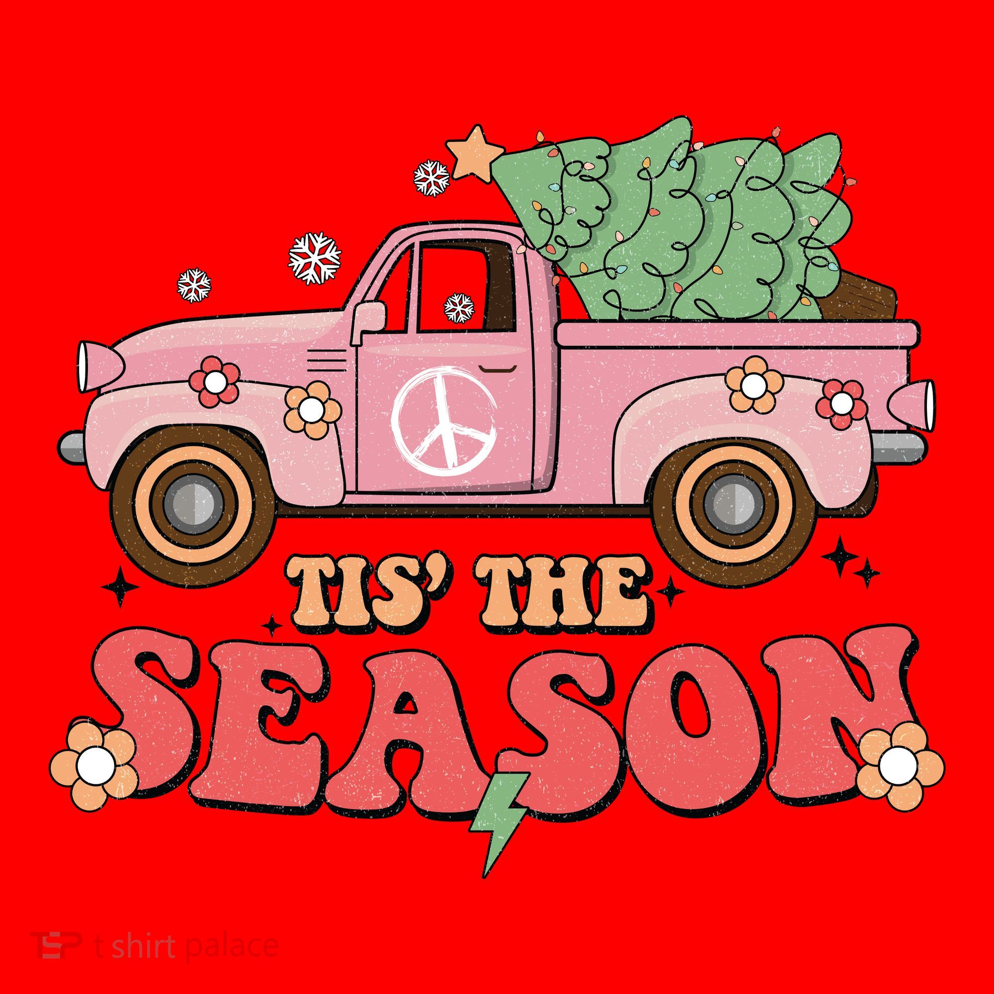 Tis The Season Retro Truck Christmas Santa Hat