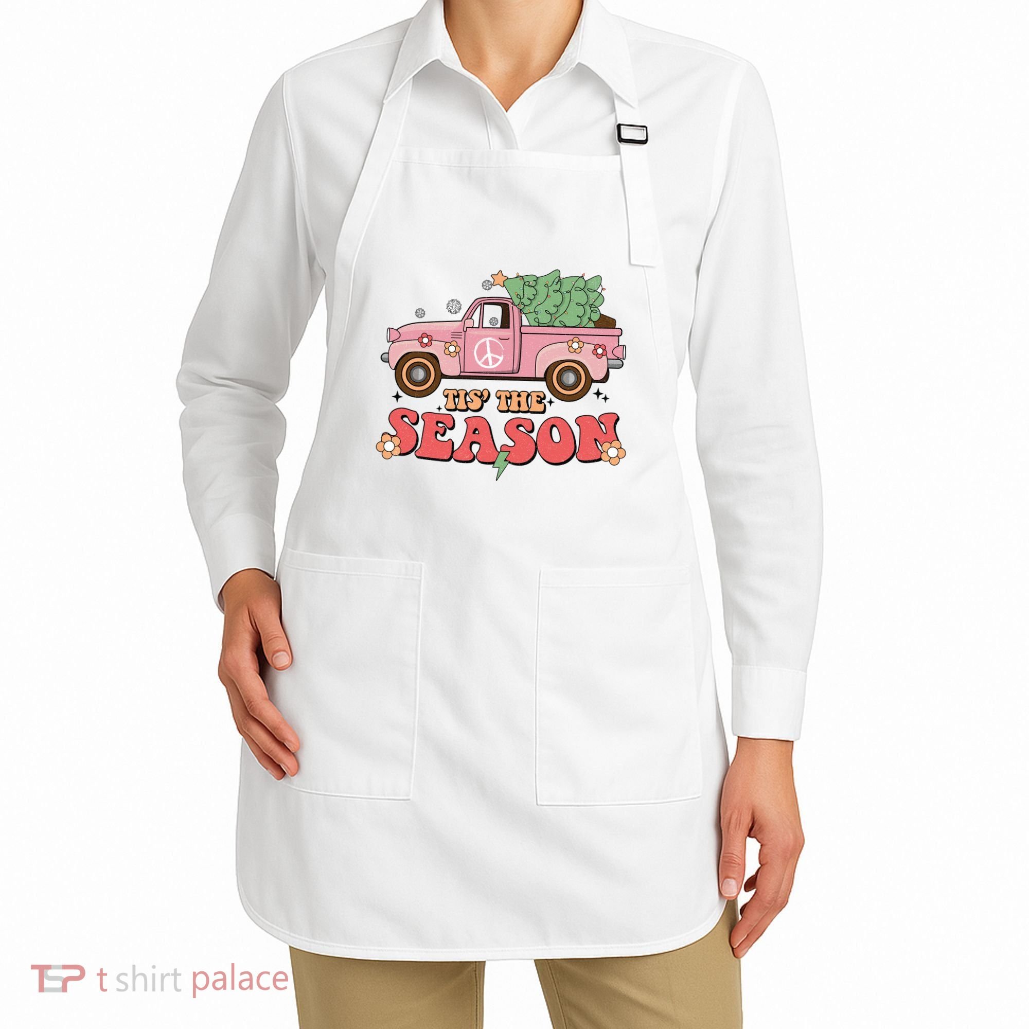 Tis The Season Retro Truck Christmas Apron