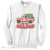 Tis The Season Retro Truck Christmas Sweatshirt thumb 0