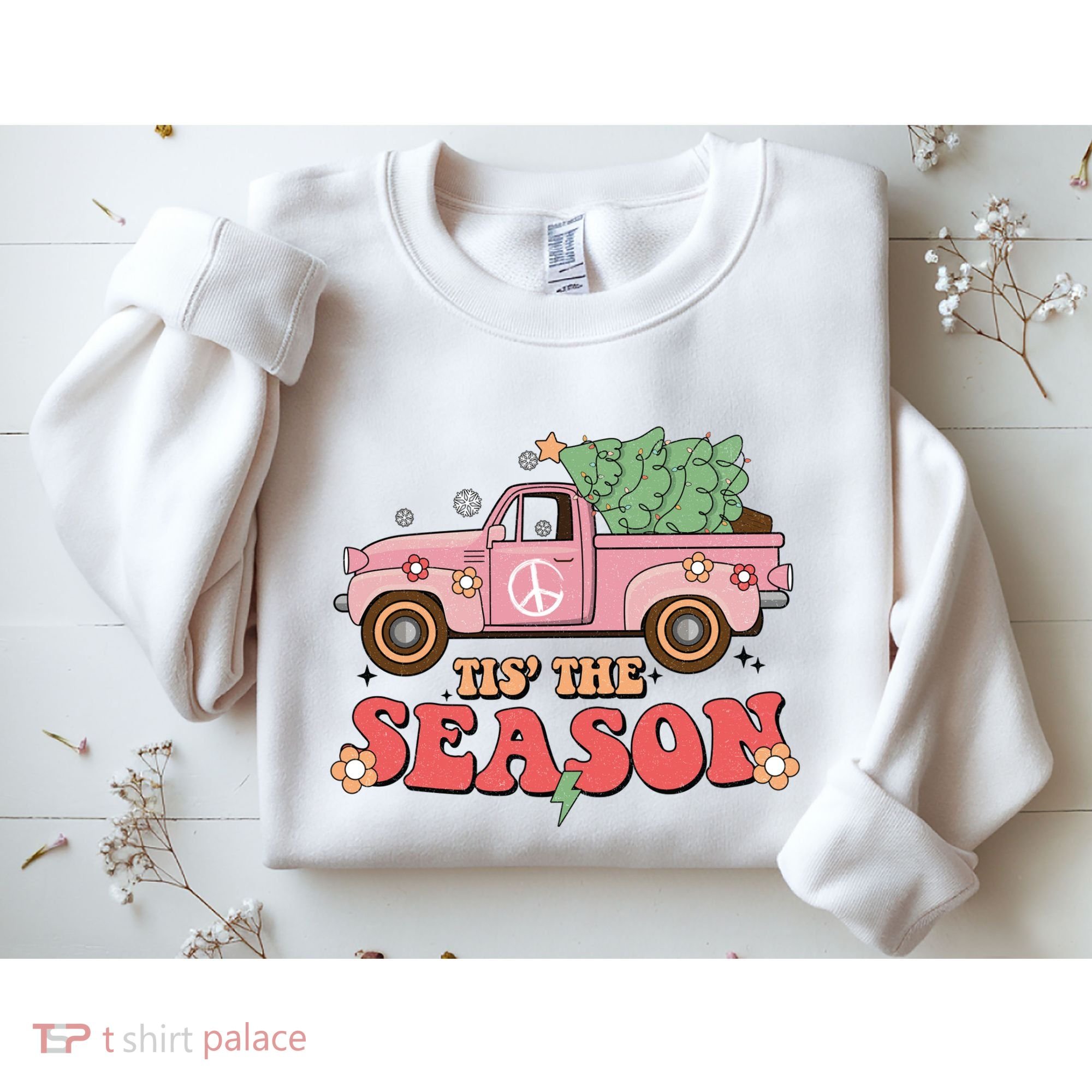 Tis The Season Retro Truck Christmas Sweatshirt
