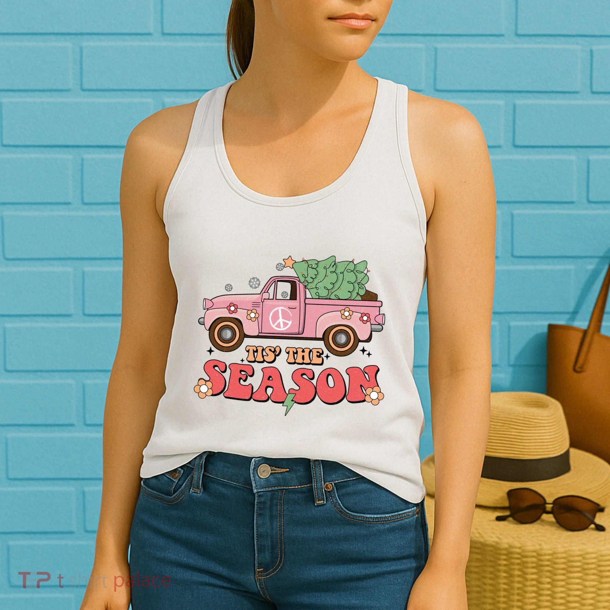 Tis The Season Retro Truck Christmas Women's Tank Top
