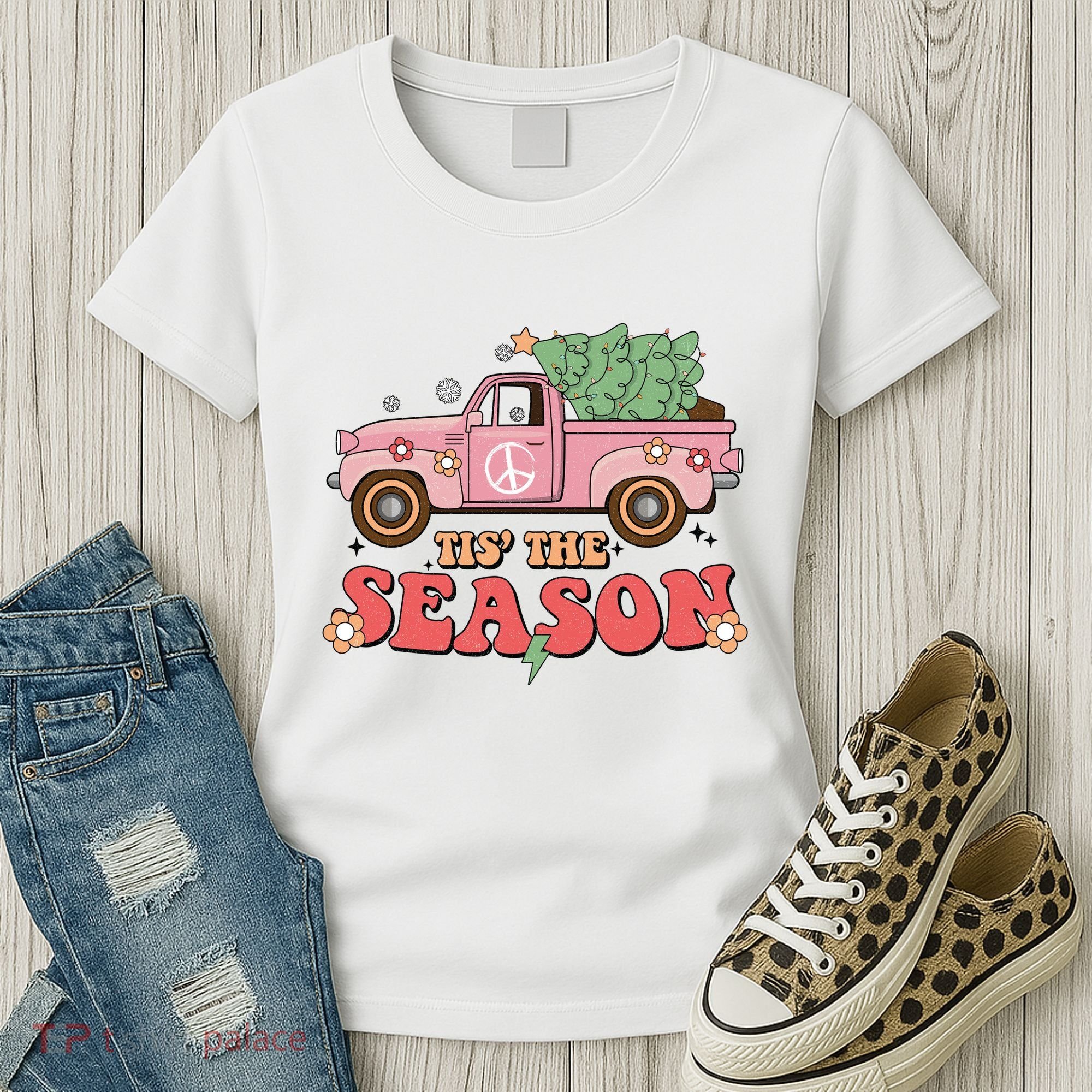 Tis The Season Retro Truck Christmas Women's T-Shirt