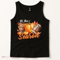 TIS THE SEASON Pumpkin Leaf Latte Fall Thanksgiving Football Tank Top thumb 2