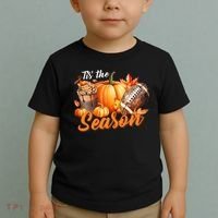 TIS THE SEASON Pumpkin Leaf Latte Fall Thanksgiving Football Toddler T-Shirt thumb 2