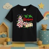 Tis' The Season Christmas Tree Cakes Debbie Xmas Toddler T-Shirt thumb 3