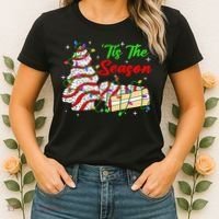Tis' The Season Christmas Tree Cakes Debbie Xmas Women's T-Shirt thumb 2