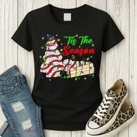 Tis' The Season Christmas Tree Cakes Debbie Xmas Women's T-Shirt thumb 3