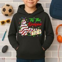 Tis' The Season Christmas Tree Cakes Debbie Xmas Kids Hoodie thumb 2