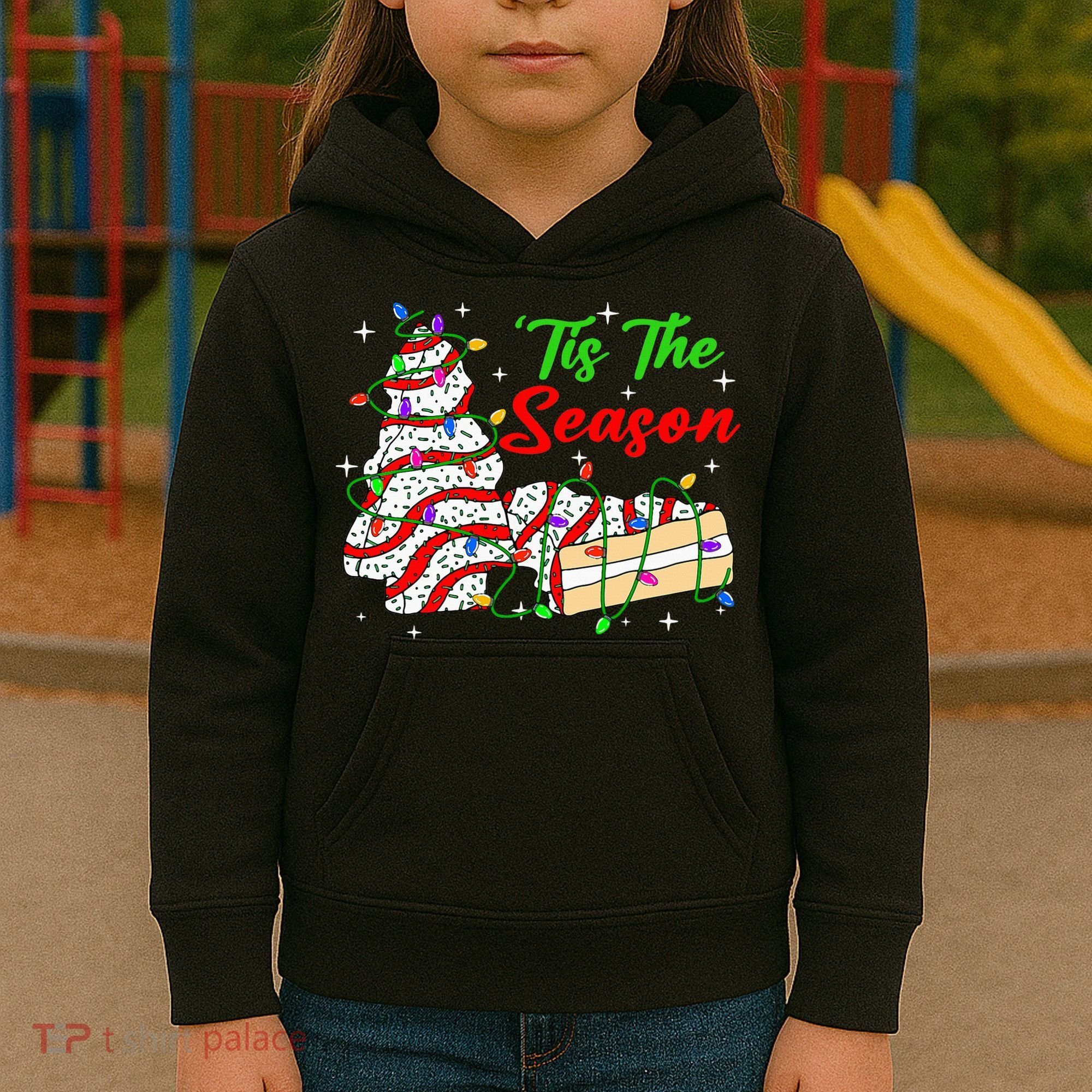 Tis' The Season Christmas Tree Cakes Debbie Xmas Kids Hoodie