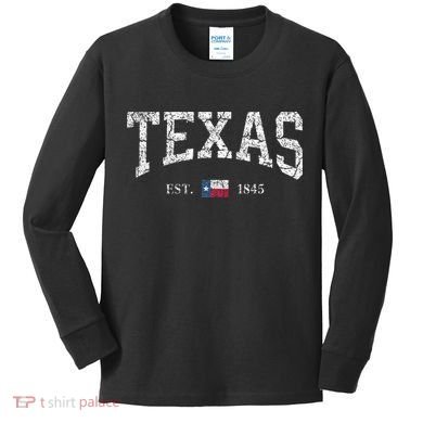Texas  Texas State Flag Distressed Kids Long Sleeve Shirt
