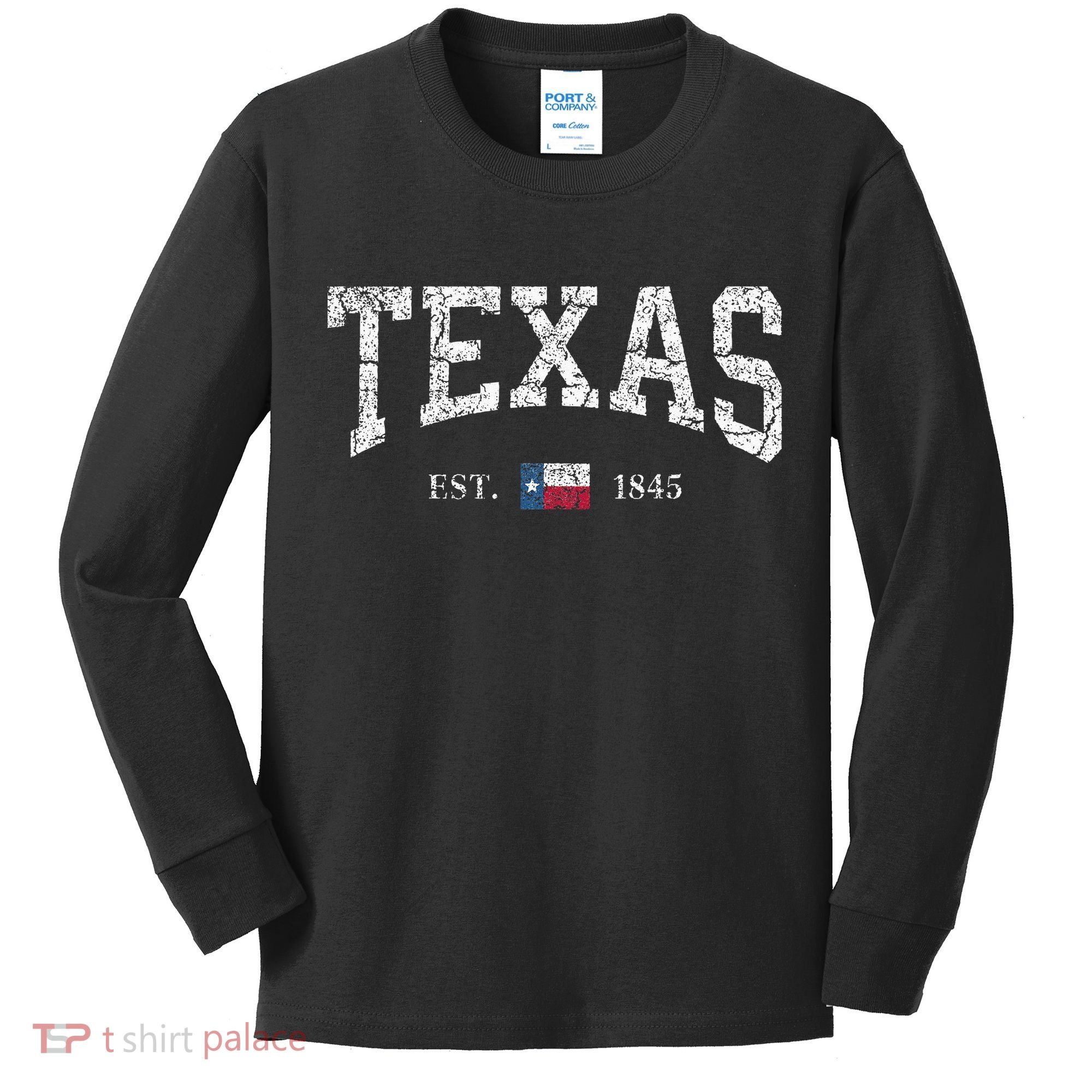 Texas  Texas State Flag Distressed Kids Long Sleeve Shirt