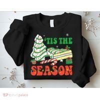 Tis' The Season Christmas Tree Cakes Debbie Groovy Sweatshirt thumb 2